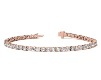 4.90Ct Round Cut Lab Grown Diamond Bracelet, Diamond Tennis Bracelet For Women, Lab Made Diamond Bracelet, Wedding Bracelet, Bridal Bracelet