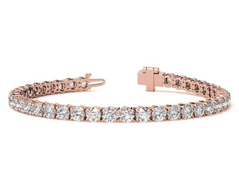 Pulsera de diamantes cultivados en laboratorio de corte redondo de 15,10 TCW, pulsera de tenis de diamantes para mujer, pulsera de boda de diamantes hecha en laboratorio, regalo de cumpleaños para ella.