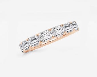 4.00 TCW Emerald Cut Wedding Band, Lab Grown Wedding Band, East West Emerald Cut Band, Diamond Wedding Band, Anniversary Gift,Proposal Band.