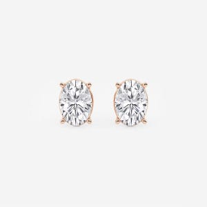 1.00-5.00 TCW Oval Cut Lab Grown Diamond Stud Earrings, 14K Solid Gold Diamond Stud Earrings, Wedding Solitaire Earrings, Gift For Her.