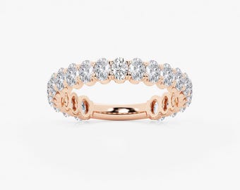 Lab Grown Oval Eternity Band, 2.00 CT Oval Cut Lab Grown Diamond Band, Lab Diamond Wedding Band, Gold Diamond Band, Diamond Eternity Band.