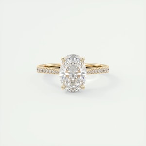 2.50 CT Oval Cut Lab Grown Diamond Hidden Halo Ring, 14K Solid Gold Engagement Ring, Wedding Ring, Proposal Diamond Ring, Anniversary Gift.