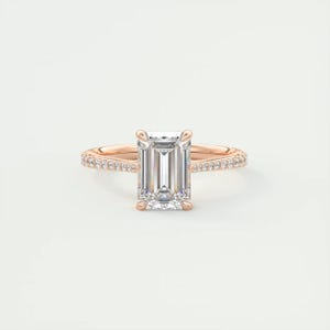 2.25 CT Emerald Cut Lab Grown Diamond Engagement Ring, 14K Solid Gold Diamond Ring, Promise ring for her,Solitaire Accent Ring,Proposal ring