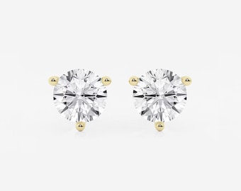 Aretes de diamantes redondos cultivados en laboratorio, aretes de diamantes redondos, aretes redondos de 0,50 a 6,00 TW, regalo para mujer, aretes de boda, regalo de aniversario.
