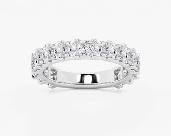 3.00 CT Princess Cut Lab Grown Diamond 3\4 Eternity Band, Princess Cut Lab Grown Diamond Wedding Band, 14K Solid Gold Band, Anniversary Gift