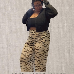 Elastic Waist Wide Leg Zebra Pants