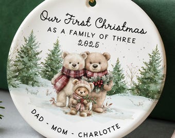 Personalized Family of 3 Ornament, Custom Family Ornament Christmas Keepsake, New Parent Gift Christmas Ornament, Family of 4 Ornament