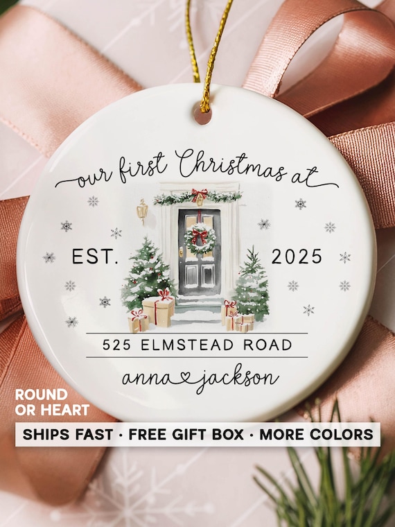 First Christmas Home Ornament, Personalized New House Ornament, Custom New Home Christmas Ornament, Our First House Christmas Keepsake