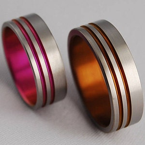 Wedding Band Set , Wedding Ring Set , Titanium Ring Set , Titanium Rings , Wedding Bands , Promise Rings , His and Hers , Wedding Rings