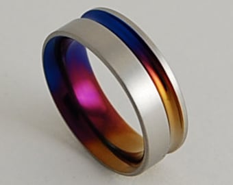 Cosmos Band with Comfort Fit Interior , Titanium Ring , Wedding Band , Promise Ring