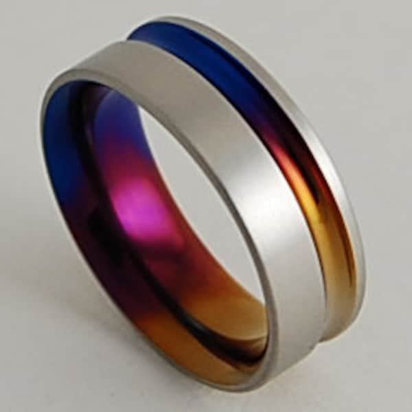 Cosmos Band with Comfort Fit Interior , Titanium Ring , Wedding Band , Promise Ring