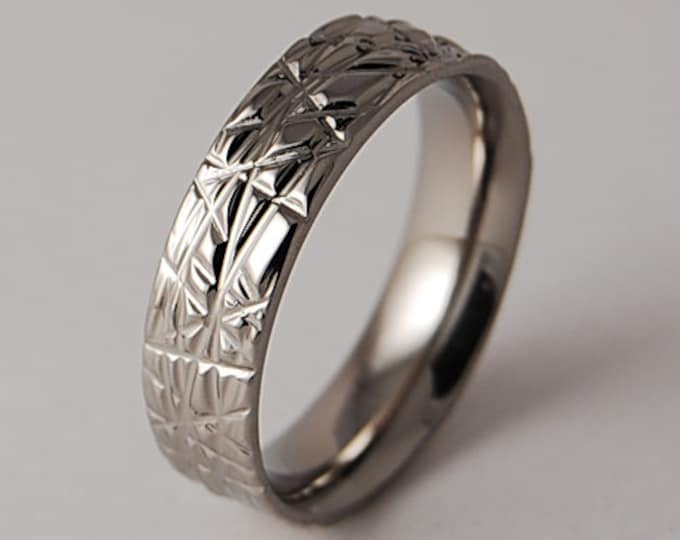 Order in Chaos Band with Comfort Fit Interior , Titanium Ring, Wedding Band, Promise Ring, Friendship Ring, Commitment Band