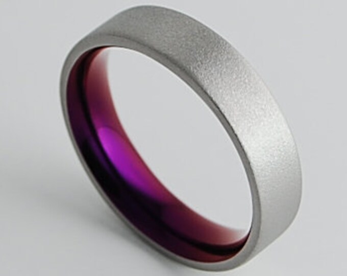 Apollo Band in Mystic Purple with Comfort Fit , Titanium Ring , Wedding Band , Promise Ring