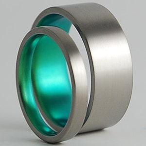 Wedding Band Set , Wedding Ring Set , Titanium Ring Set , Titanium Rings , Wedding Bands , Promise Rings , His and Hers , Wedding Rings