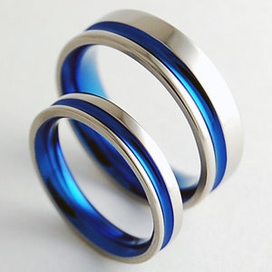 Wedding Band Set , Wedding Ring Set , Titanium Ring Set , Titanium Rings , Wedding Bands , Promise Rings , His and Hers , Wedding Rings