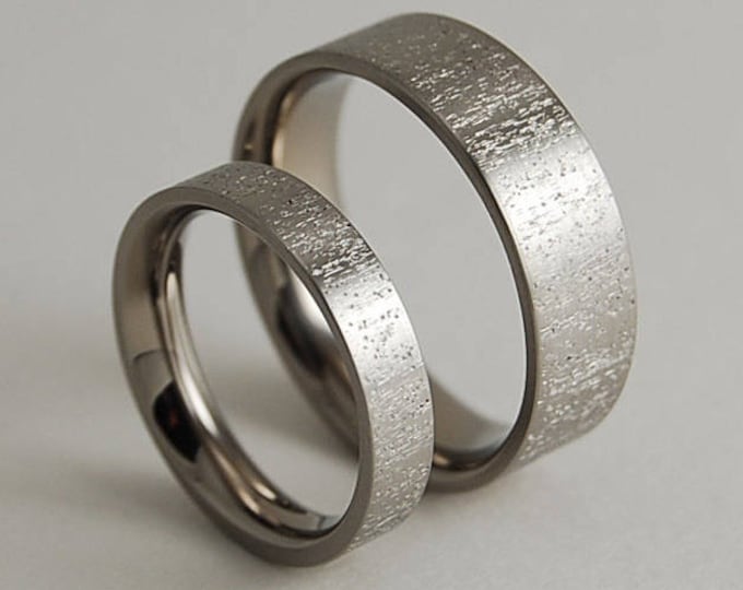 Wedding Band Set, Titanium Ring Set, Wedding Ring Set, His and Hers Ring Set, Titanium Rings, Wedding Rings, Promise Rings, Wedding Bands