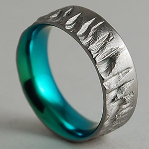 Mercury Band in Immortal Green with Comfort Fit interior , Mens Wedding Band , Titanium Ring ,  Promise Ring
