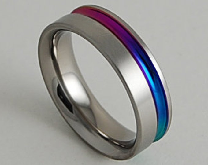 Cosmos Band with Comfort Fit Interior , Titanium Ring , Wedding Band , Promise Ring