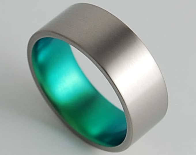 Apollo Band in Immortal Green , Titanium Ring , Wedding Band , Promise Ring