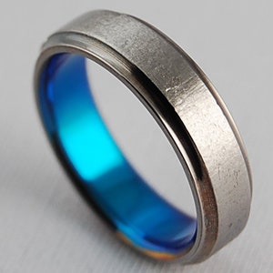 Neptune Band in New Beginning Blue , Titanium Ring, Wedding Band , Promise Ring