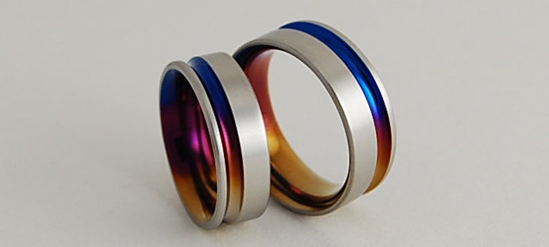 Titanium Ring Set Titanium Rings Wedding Rings Promise Rings Wedding Ring Set Wedding Band Set Wedding Bands His and Hers Ring Set