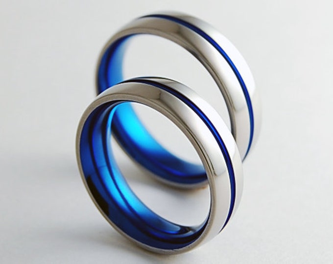 Wedding Band Set , Wedding Ring Set , Titanium Ring Set , Titanium Rings , Wedding Bands , Promise Rings , His and Hers , Wedding Rings