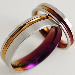 Rings, Wedding Rings, Ring Set, Wedding Bands, Wedding Band Set, Wedding Ring Set, Titanium Rings, Cosmos Bands with Comfort Fit Interiors