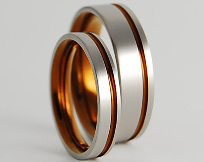 Cosmos Bands in Bronze with Comfort Fit Interiors , Titanium Rings , Wedding Bands , Promise Rings