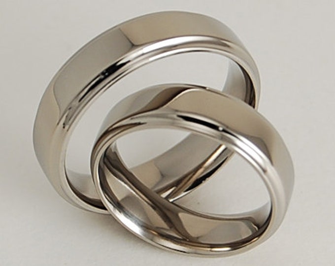 Wedding Ring Set , Wedding Band Set , Titanium Ring Set , Titanium Rings , Wedding Bands , Promise Rings , His and Hers , Wedding Rings