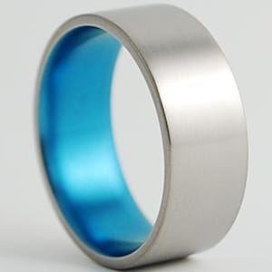 Apollo Band in Sky Blue , Titanium Ring , Wedding Band , Promise Ring