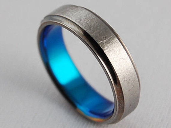 Neptune Band in New Beginning Blue Titanium Ring Wedding | Etsy