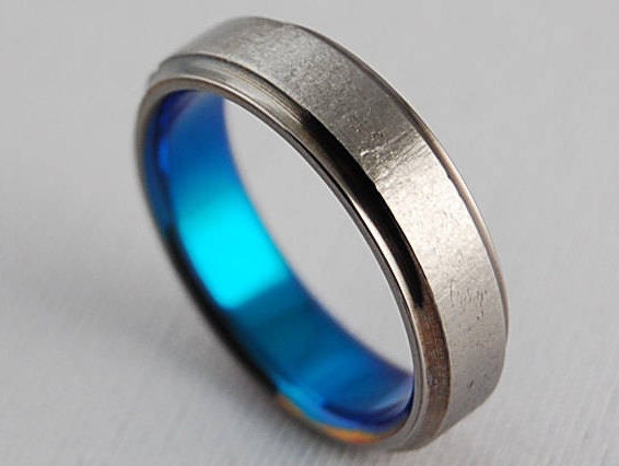 Neptune Band in New Beginning Blue Titanium Ring Wedding