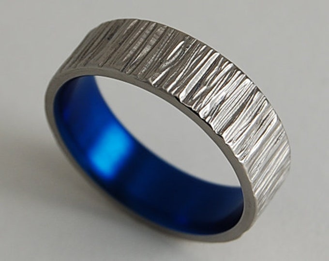 Jupiter Band in Nightfall Blue , Titanium Ring , Wedding Band , Promise Ring