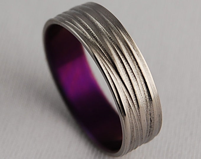 Sphinx Band in Mystic Purple , Titanium Ring , Wedding Band , Promise Ring