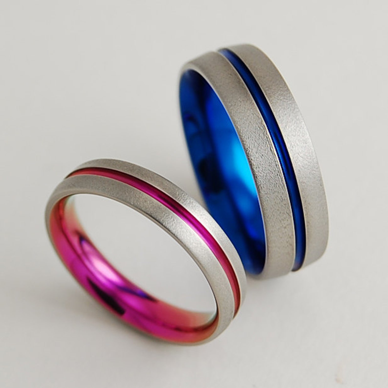 Titanium Ring Set Wedding Band Set Wedding Ring Set His and - Etsy Titanium Ring Set Wedding Band Set Wedding Ring Set His and - Etsy