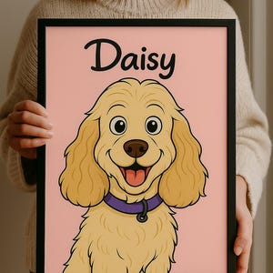 Custom Pet Portrait Digital Download | Cartoon Pet Illustration | Personalized Dog or Cat Art Print | Pet Drawing Gift for Pet Lovers