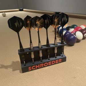 Personalized Dart Holder with Name - Wall Mount Rack for 6 Darts