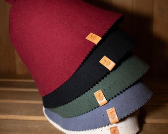 100% Merino Wool Felt Sauna Hat – Heat Protection, Unisex Finnish Banya Cap