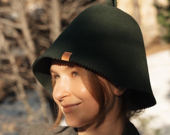 Gorro de sauna de fieltro 100% lana merino – Protección contra el calor, gorro de banya finlandés – Talla pequeña