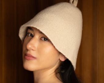 100% Merino Wool Sauna Hat – Heat Protection, Unisex Finnish Sauna Cap