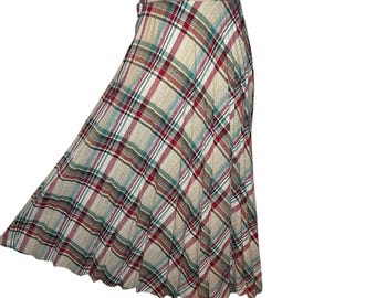 VTG 70s Plaid Pleated Skirt – Dark Academia Twee Indie Tartan (XS)