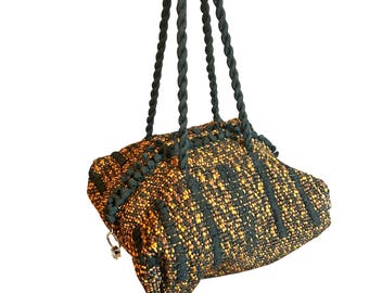 Torba lekarska z tkaniny szenilowej: torba w stylu boho z uchwytami z liny w stylu Y2K