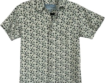 Adres VTG nieznany Biały turkusowy granatowy S Atomic Pattern Retro 90s Mod Poly Button