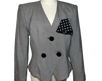 VTG jaren 80 grijze powerblazer Petite 8 Dark Academia Preppy minimalisme kantoorsirene