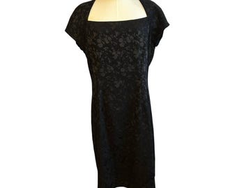 Sukienka midi Caren Desiree CDC z żakardu w kwiaty w stylu vintage z lat 90., z kwadratowym dekoltem, rozmiar 14