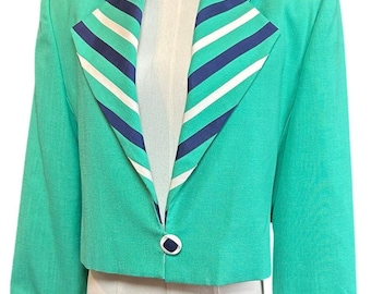 Blazer vintage Henry Lee Petites talla 8, color verde y azul, estilo años 90, estilo Whimsigoth Mod Preppy.