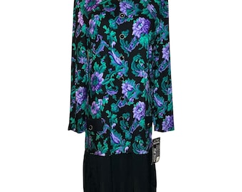 Sukienka NWT Petite Jazz Digital Pixel Floral z lat 90. z wiskozy Whimsygoth Deadstock USA 10