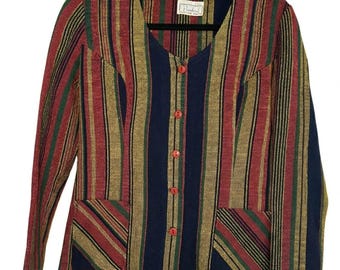 VTG 70s Pandora Costume Maker Striped Knit Long Sleeve Top Disco Retro Medium