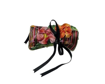 VTG 90s Goody Goody California Velvet & Silk Jewelry Travel Roll Organizer Bag