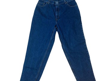 Vintage Levi's 550 Dark Wash Mom Jeans USA Wysoki stan Zwężane nogawki